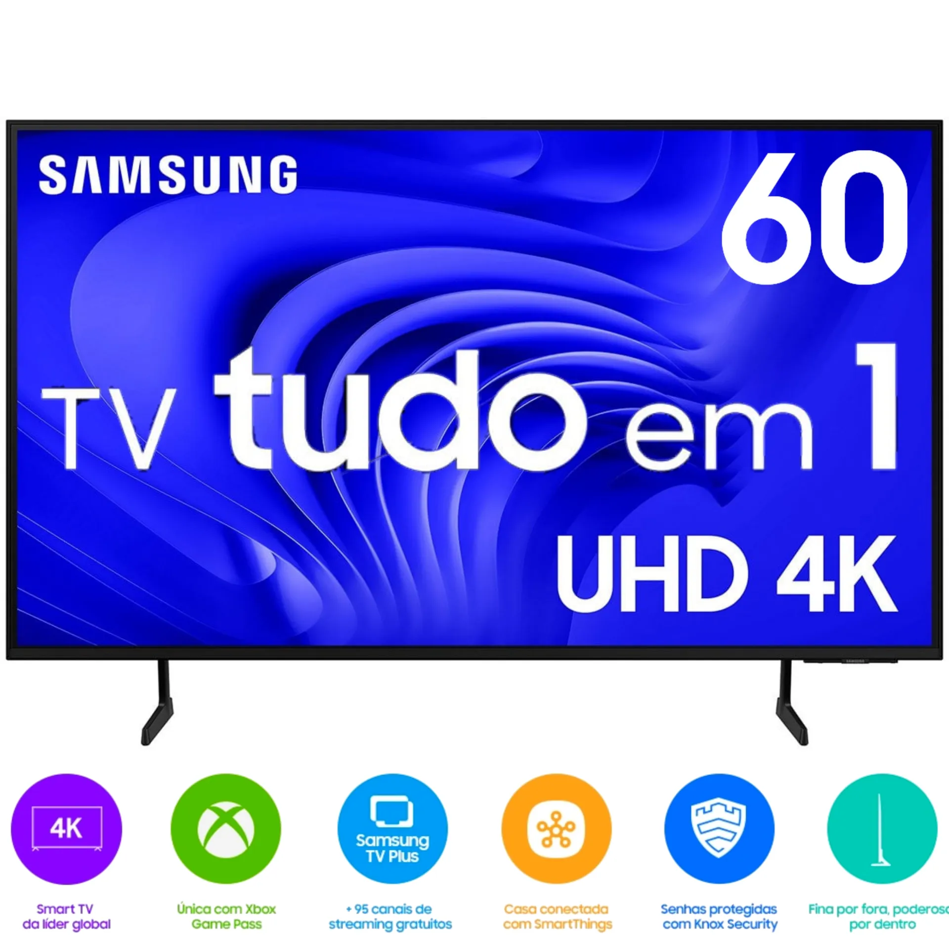 [Vip] Samsung Smart Tv 60 Polegadas Uhd 4k 60du7700 2024, Xbox Game Pass, Processador Crystal 4k, Gaming Hub, Ai Energy, Controle Solarcell, Alexa